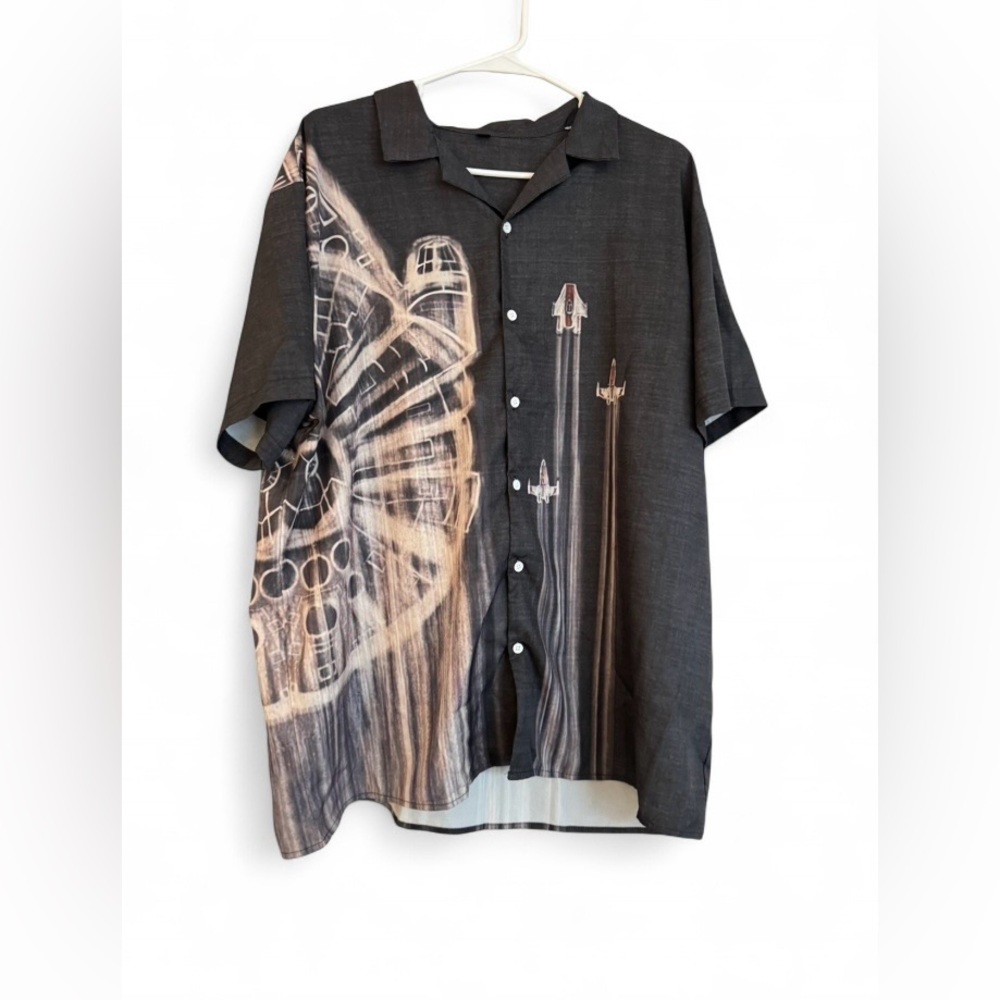 New Star Wars Millennium Falcon & X-Wing Graphic Button Down Shirt 2XL
